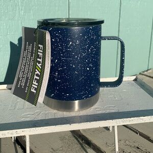 Fiftyfifty New stainless steel mug blue splatter 12 oz